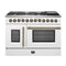 Galiano 48-inch French Door Dual Fuel Range, & Antique Brass Design, 8 Sealed Burners - 107,000 BTU, Griddle, 6.58 cu.ft. Double Ovens