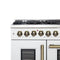 Galiano 48-inch French Door Dual Fuel Range, & Antique Brass Design, 8 Sealed Burners - 107,000 BTU, Griddle, 6.58 cu.ft. Double Ovens