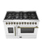 Galiano 48-inch French Door Dual Fuel Range, & Antique Brass Design, 8 Sealed Burners - 107,000 BTU, Griddle, 6.58 cu.ft. Double Ovens