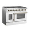 Galiano 48-inch French Door Dual Fuel Range, & Antique Brass Design, 8 Sealed Burners - 107,000 BTU, Griddle, 6.58 cu.ft. Double Ovens