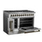 Galiano 48-inch French Door Dual Fuel Range, & Antique Brass Design, 8 Sealed Burners - 107,000 BTU, Griddle, 6.58 cu.ft. Double Ovens