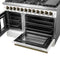 Galiano 48-inch French Door Dual Fuel Range, & Antique Brass Design, 8 Sealed Burners - 107,000 BTU, Griddle, 6.58 cu.ft. Double Ovens