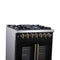 Capriasca 30-Inch Freestanding French Door Dual Fuel Range in with Antique Brass Accessories, 5 Burners, True Convection Oven