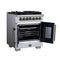 Capriasca 30-Inch Freestanding French Door Dual Fuel Range in with Antique Brass Accessories, 5 Burners, True Convection Oven