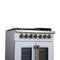 Capriasca 30-Inch Freestanding French Door Dual Fuel Range in with Antique Brass Accessories, 5 Burners, True Convection Oven