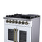 Capriasca 30-Inch Freestanding French Door Dual Fuel Range in with Antique Brass Accessories, 5 Burners, True Convection Oven