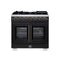 Capriasca 36 Inch Freestanding French Door Dual Fuel Range in with Antique Brass Accessories, 6 Burners, True Convection Oven