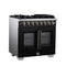 Capriasca 36 Inch Freestanding French Door Dual Fuel Range in with Antique Brass Accessories, 6 Burners, True Convection Oven