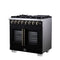 Capriasca 36 Inch Freestanding French Door Dual Fuel Range in with Antique Brass Accessories, 6 Burners, True Convection Oven