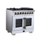 Capriasca 36 Inch Freestanding French Door Dual Fuel Range in with Antique Brass Accessories, 6 Burners, True Convection Oven