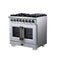 Capriasca 36 Inch Freestanding French Door Dual Fuel Range in with Antique Brass Accessories, 6 Burners, True Convection Oven