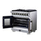 Capriasca 36 Inch Freestanding French Door Dual Fuel Range in with Antique Brass Accessories, 6 Burners, True Convection Oven