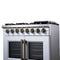 Capriasca 36 Inch Freestanding French Door Dual Fuel Range in with Antique Brass Accessories, 6 Burners, True Convection Oven