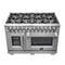 Capriasca 48-Inch Freestanding French Door Dual Fuel Range, 8 Burners, True Convection Oven