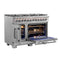 Capriasca 48-Inch Freestanding French Door Dual Fuel Range, 8 Burners, True Convection Oven
