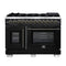 Capriasca 48 Inch Freestanding French Door Dual Fuel Range in with Antique Brass Accessories, 8 Burners, True Convection Oven