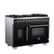 Capriasca 48 Inch Freestanding French Door Dual Fuel Range in with Antique Brass Accessories, 8 Burners, True Convection Oven