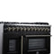 Capriasca 48 Inch Freestanding French Door Dual Fuel Range in with Antique Brass Accessories, 8 Burners, True Convection Oven