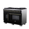 Capriasca 48 Inch Freestanding French Door Dual Fuel Range in with Antique Brass Accessories, 8 Burners, True Convection Oven