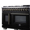 Capriasca 48 Inch Freestanding French Door Dual Fuel Range in with Antique Brass Accessories, 8 Burners, True Convection Oven