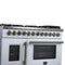 Capriasca 48 Inch Freestanding French Door Dual Fuel Range in with Antique Brass Accessories, 8 Burners, True Convection Oven