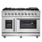 Massimo 48-Inch Freestanding French Door Gas Range, 8 Burners, Convection Oven, Energy Efficient