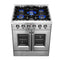 Galiano 30-Inch Freestanding French Door Gas Range, 4 Burners, Convection Oven, Energy Efficient