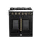 Galiano 30-inch French Door Gas Range and Antique Brass Design, 5 Sealed Burners 68,000 BTU, 4.32 cu.ft. Convection Oven