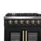 Galiano 30-inch French Door Gas Range and Antique Brass Design, 5 Sealed Burners 68,000 BTU, 4.32 cu.ft. Convection Oven