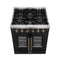 Galiano 30-inch French Door Gas Range and Antique Brass Design, 5 Sealed Burners 68,000 BTU, 4.32 cu.ft. Convection Oven