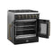 Galiano 30-inch French Door Gas Range and Antique Brass Design, 5 Sealed Burners 68,000 BTU, 4.32 cu.ft. Convection Oven