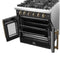 Galiano 30-inch French Door Gas Range and Antique Brass Design, 5 Sealed Burners 68,000 BTU, 4.32 cu.ft. Convection Oven