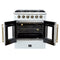 Galiano 30-inch French Door Gas Range with Antique Brass Design, 5 Burners, 68,000 BTU, 4.32 cu.ft. Convection Oven