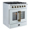 Galiano 30-inch French Door Gas Range with Antique Brass Design, 5 Burners, 68,000 BTU, 4.32 cu.ft. Convection Oven