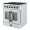 Galiano 30-inch French Door Gas Range with Antique Brass Design, 5 Burners, 68,000 BTU, 4.32 cu.ft. Convection Oven