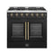 Galiano 36-inch French Door Gas Range and Antique Brass Design, 6 Sealed Burners 83,000 BTU, 5.36 cu.ft. Convection Oven