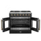 Galiano 36-inch French Door Gas Range and Antique Brass Design, 6 Sealed Burners 83,000 BTU, 5.36 cu.ft. Convection Oven