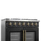 Galiano 36-inch French Door Gas Range and Antique Brass Design, 6 Sealed Burners 83,000 BTU, 5.36 cu.ft. Convection Oven