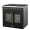 Galiano 36-inch French Door Gas Range and Antique Brass Design, 6 Sealed Burners 83,000 BTU, 5.36 cu.ft. Convection Oven