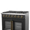 Galiano 36-inch French Door Gas Range and Antique Brass Design, 6 Sealed Burners 83,000 BTU, 5.36 cu.ft. Convection Oven