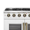 Galiano 36-inch French Door Gas Range and Antique Brass Design, 6 Sealed Burners 83,000 BTU, 5.36 cu.ft. Convection Oven