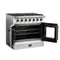 Galiano 36-inch French Door Gas Range and Antique Brass Design, 6 Sealed Burners 83,000 BTU, 5.36 cu.ft. Convection Oven