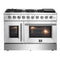 Galiano 48-Inch Freestanding French Door Gas Range, 8 Burners, Griddle, Convection Oven, Energy Efficient