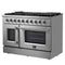 Galiano 48-Inch Freestanding French Door Gas Range, 8 Burners, Griddle, Convection Oven, Energy Efficient