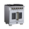 Capriasca 30-Inch Freestanding French Door Gas Range, 4 Burners, Convection Oven, Energy Efficient