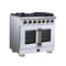 Capriasca 36-Inch Freestanding French Door Gas Range, 6 Burners, Convection Oven, Energy Efficient