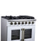 Capriasca 36-Inch Freestanding French Door Gas Range, 6 Burners, Convection Oven, Energy Efficient