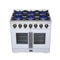 Capriasca 36-Inch Freestanding French Door Gas Range, 6 Burners, Convection Oven, Energy Efficient