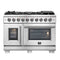 Capriasca 48-Inch Freestanding French Door Gas Range, 8 Burners, Convection Oven, Energy Efficient