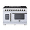 Capriasca 48-Inch Freestanding French Door Gas Range, 8 Burners, Convection Oven, Energy Efficient